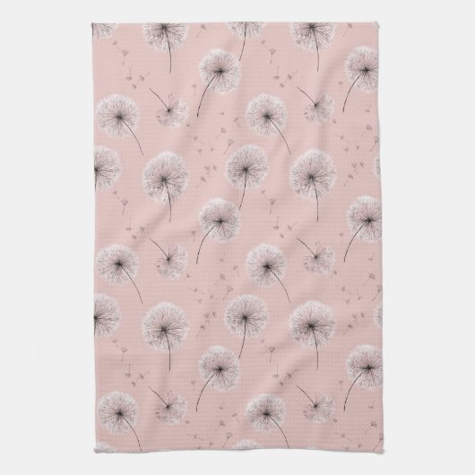 Minimalistisches Löwenzahnsamen-Muster Rosa (1) Geschirrtuch (Vertikal)
