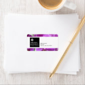 Minimalistisches Luxe-Floral-Logo mit Lila Orchide Adressaufkleber (Insitu)