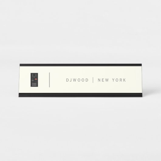 Minimalistisches Luxus-DJ-Logo Schreibtischnamensplakette (Vorderseite )