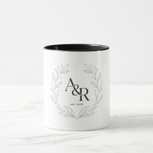 Minimalistisches Luxus-Hochzeitsmonogramm-Design Tasse (Zentrum)