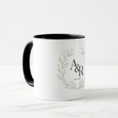 Minimalistisches Luxus-Hochzeitsmonogramm-Design Tasse (Vorderseite Links)