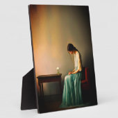 Minimalistisches Mädchen mit Blume Mauer - Moderne Fotoplatte (Seite)