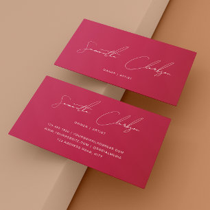 Minimalistisches Magenta-Hot-Pink-Handschrift-Scri Visitenkarte