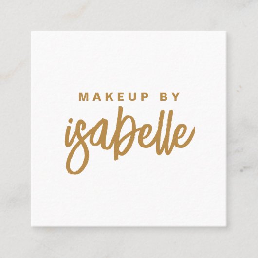 Minimalistisches Makeup-Artist-Gold-Script Quadratische Visitenkarte (Vorderseite)