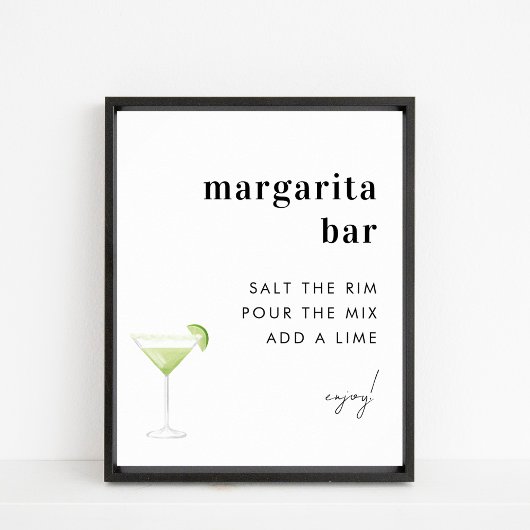 Minimalistisches Margarita Bar Cocktail Hochzeitsz Poster