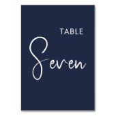 Minimalistisches Marineblau-Zeichen für elegante T Tischnummer (Vorderseite)