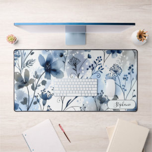 Minimalistisches marineblaues florales Wasserfarbe Schreibtischunterlage