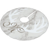 Minimalistisches Marmormongramm der Hirschantler T Polyester Weihnachtsbaumdecke (Schrägansicht)