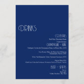 Minimalistisches Marseille Blue Wedding Drinks Bar Menükarte (Vorderseite)