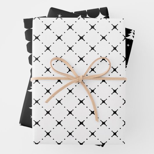 Minimalistisches, maskulinarisches schwarzes Wrapp Geschenkpapier Set (Beispiel)