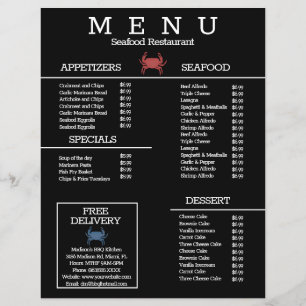 Minimalistisches Meeresfrüchte-Grillrestaurant-Men Flyer