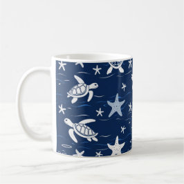 Minimalistisches Meeresschildkröten- und Starfish- Kaffeetasse