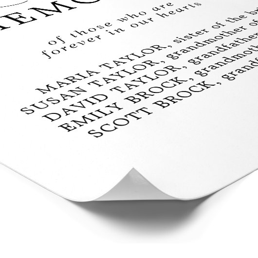 Minimalistisches Memoryzeichen für Gedächtnisfeier Poster (Ecke)