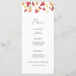 Minimalistisches Menü für Blätter mit Wasserfarben Menükarte