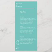 Minimalistisches Menü für Grüne Hochzeiten Menükarte (Vorderseite)