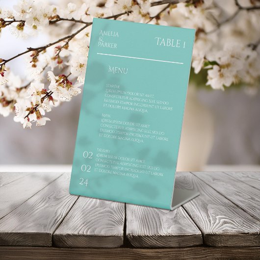 Minimalistisches Menü für Grüne Hochzeiten Sockelschild