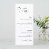 Minimalistisches Menü für Hochzeitsempfang Menükarte (Stehend Vorderseite)