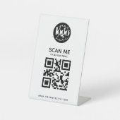 Minimalistisches Menü mit Beruflichem QR-Logo Sockelschild (Vorderseite)