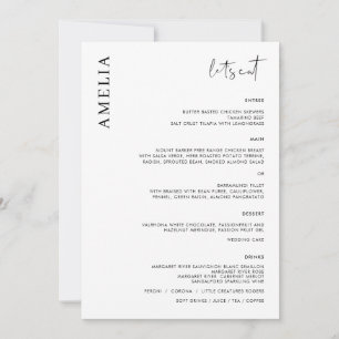 Minimalistisches Menü "SImple Modern" mit Namen Einladung