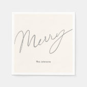 Minimalistisches Merry Script Cream Paper Serviette (Vorderseite)