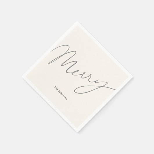 Minimalistisches Merry Script Cream Paper Serviette (Ecke)