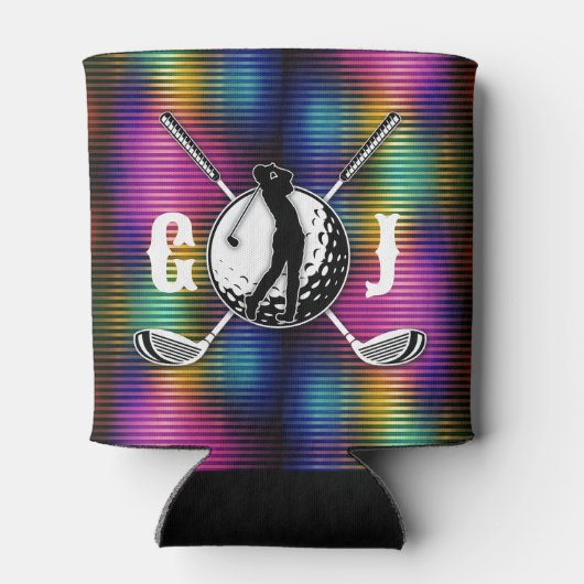 Minimalistisches Metallic-farbiges Monogramm-Desig Dosenkühler (Rückseite)