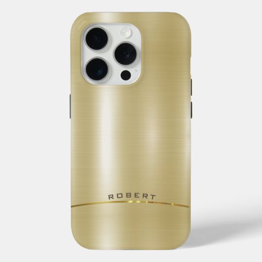 Minimalistisches Metallisches Goldmonogramm Case-Mate iPhone Hülle (Rückseite)