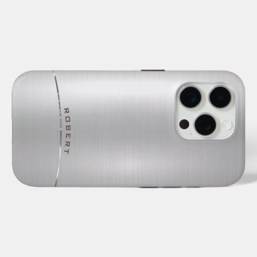 Minimalistisches metallisches Monogramm Case-Mate iPhone Hülle (Rückseite (Horizontal))