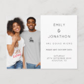 Minimalistisches Micro Wedding Foto Save the Date Ankündigungspostkarte (Vorderseite)