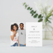 Minimalistisches Micro Wedding Foto Save the Date Ankündigungspostkarte (Stehend Vorderseite)