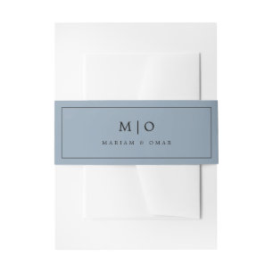Minimalistisches Mineralblau-Monogramm-Hochzeit Einladungsbanderole