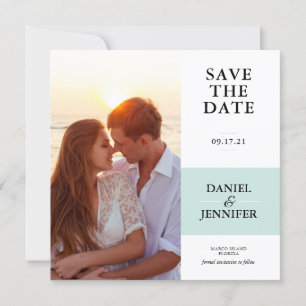 Minimalistisches Minze Foto Hochzeit speichern das Save The Date