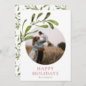 Minimalistisches Mistletoe-Foto Feiertagskarte (Vorne/Hinten)