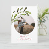 Minimalistisches Mistletoe-Foto Feiertagskarte (Stehend Vorderseite)