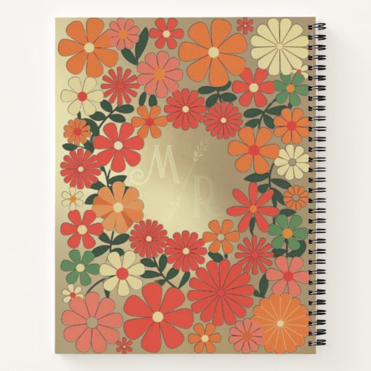 Minimalistisches Mit Monogramm Notebook mit einer Notizblock (Rückseite)