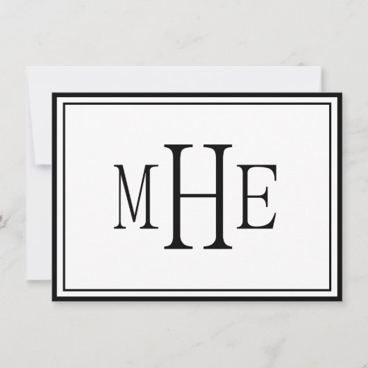 Minimalistisches Mit Monogramm Schwarz Mitteilungskarte (Vorderseite)