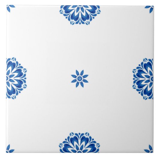 Minimalistisches Mittelmeer Blau und Weiß Fliese (Vorderseite)