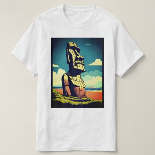 Minimalistisches Moai T-Shirt - Stilvolle Rapa Nui (Design vorne)