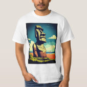 Minimalistisches Moai T-Shirt - Stilvolle Rapa Nui (Vorderseite)