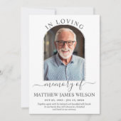 Minimalistisches Modern Arch Foto Beerdigung Memor Dankeskarte (Vorderseite)