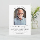 Minimalistisches Modern Arch Foto Beerdigung Memor Dankeskarte (Stehend Vorderseite)