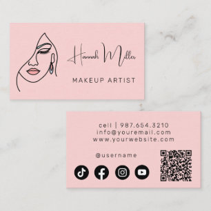 Minimalistisches Modern Beauty Face Logo Makeust A Visitenkarte