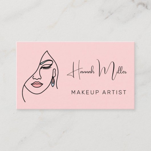 Minimalistisches Modern Beauty Face Logo Makeust A Visitenkarte (Vorderseite)