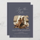 Minimalistisches Modern Brush Stroke Frame Foto Sc Save The Date (Vorne/Hinten)