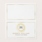 Minimalistisches Modern Gold Glitzer Circle Logo Visitenkarten (Außenseite Aufgefaltet)