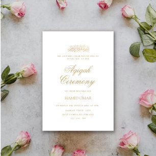 Minimalistisches Modern Gold Script Baby Aqiqah Ze Einladung
