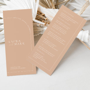 Minimalistisches Modern Tan Boho Arch Wedding Menu Menükarte