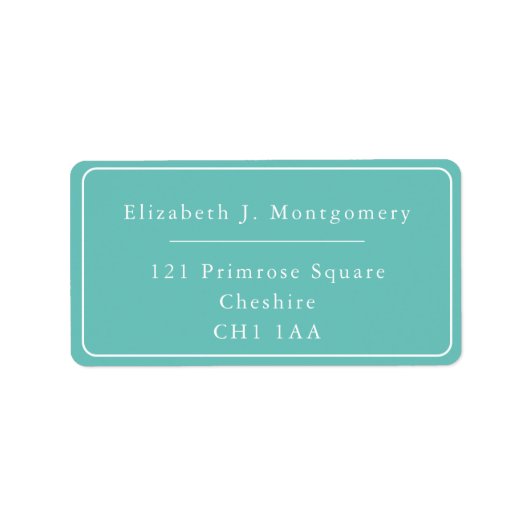 Minimalistisches, modernes Aquamarines Rücksendeze Adressaufkleber (Vorne)
