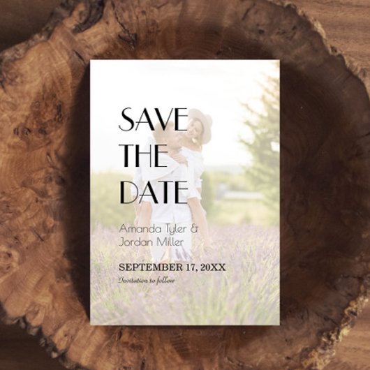 Minimalistisches modernes Art Deco Hochzeitsfront- Save The Date