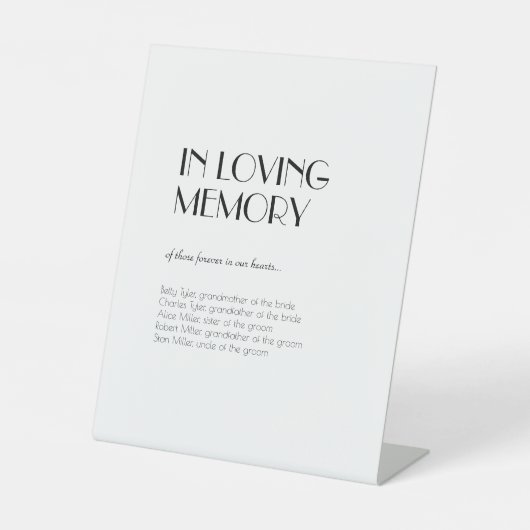 Minimalistisches modernes Art Déco in Love Memory Sockelschild (Vorderseite)